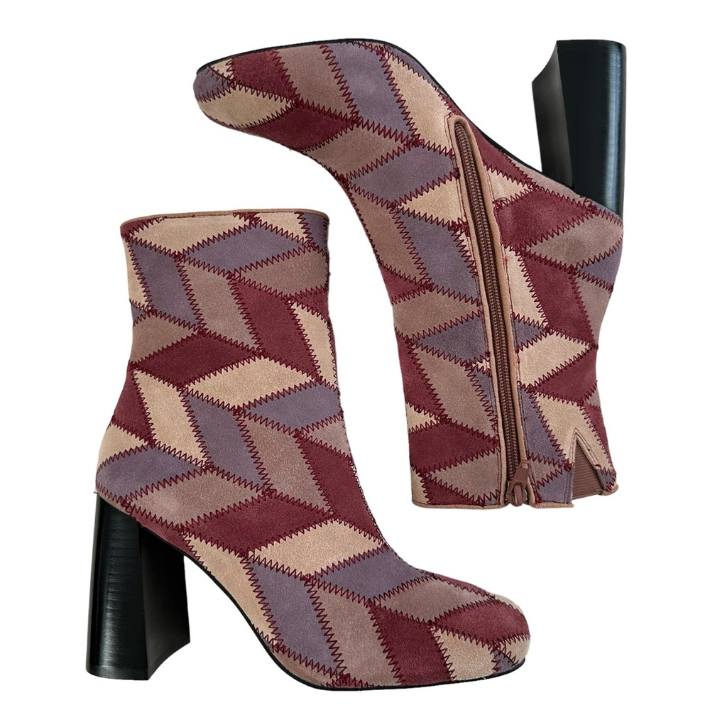 Jeffrey Campbell Versus Pink Suede Multi Block Heel Boots Size 6.5 - Picture 8 of 16